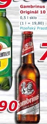 Pivo světlé výčepní Originál 10° Gambrinus