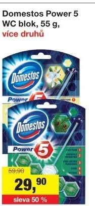 WC blok tuhý Power 5 Domestos