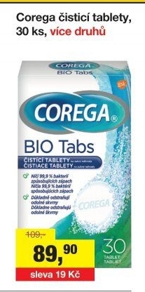 Antibakteriální tablety na zubní protézy Corega