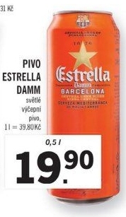 Pivo světlé výčepní Damm Barcelona Estrella