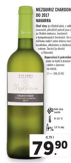 Víno Chardonnay Navarra Mezquiriz