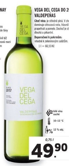 Vína Valdepeňas Vega Del Cega