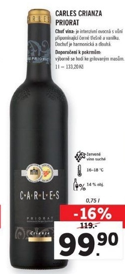 Víno červené Crianza Priorat Vinya Carles