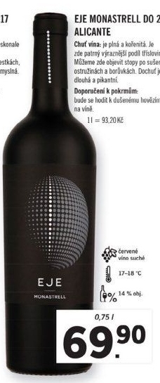 Víno červené Monastrell Eje