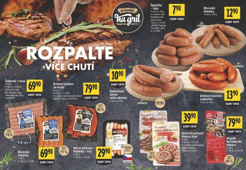 Moravské klobásky Láďa Grileman Kostelecké uzeniny v akci Albert od 22.