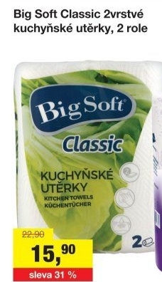 Utěrky kuchyňské 2vrstvé Classic Big Soft