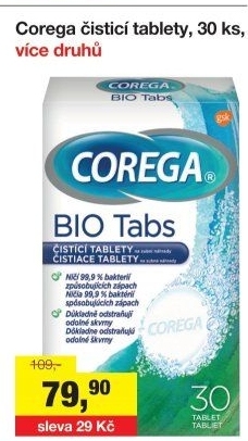 Antibakteriální tablety na zubní protézy Corega