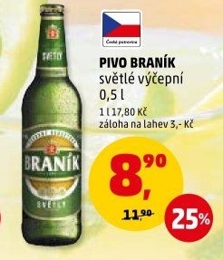 Pivo světlé výčepní 10° Braník