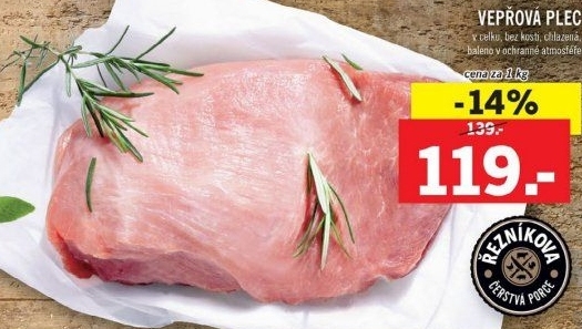 Vepřová plec bez kosti Řezníkova čerstvá porce