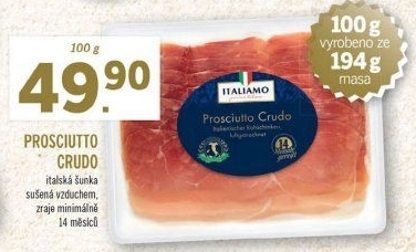 Šunka sušená krájená Prosciutto Crudo Italiamo