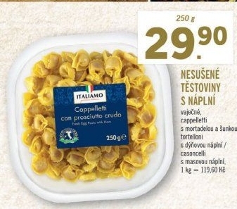 Těstoviny plněné čerstvé - nesušené Italiamo