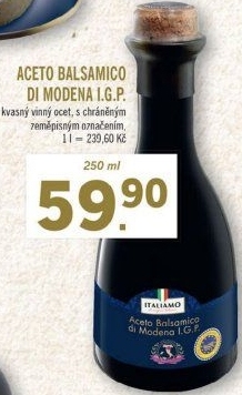 Ocet kvasný vinný Aceto Balsamico di Modena I.G.P. Italiamo