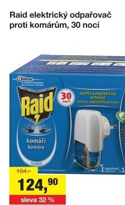 Odpařovač elektrický proti komárům 30 nocí Raid