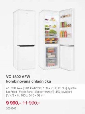 Kombinovaná chladnička Amica VC 1802 AFW