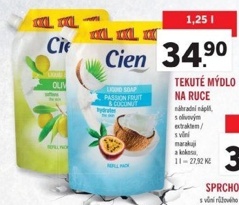 Tekuté mýdlo Cien - náhradní náplň - Lidl akcniletaky.com