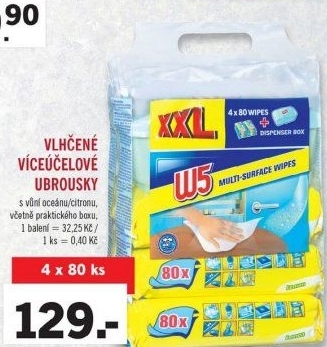 Vlhčené víceúčelové ubrousky W5