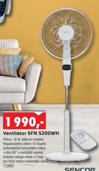 Stojanový ventilátor Sencor SFN 5200WH