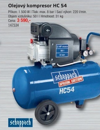Olejový kompresor Scheppach HC 54