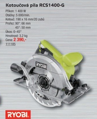 Aku pila kotoučová Ryobi RCS1400-G