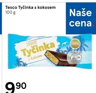 Tyčinka čokoládová s kokosem Tesco