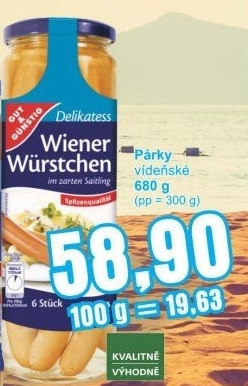 Párky vídeňské Gut&amp