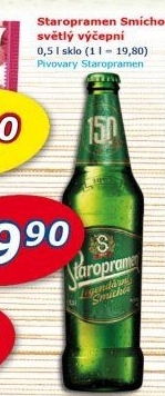 Pivo světlé výčepní 10° Smíchov Staropramen
