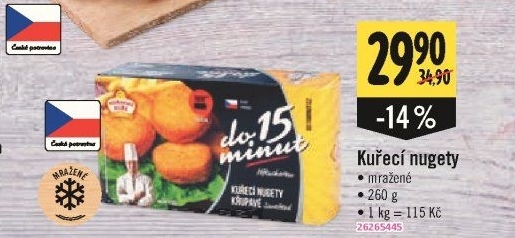 Nugetky kuřecí křupavé mražené Vodňanské kuře