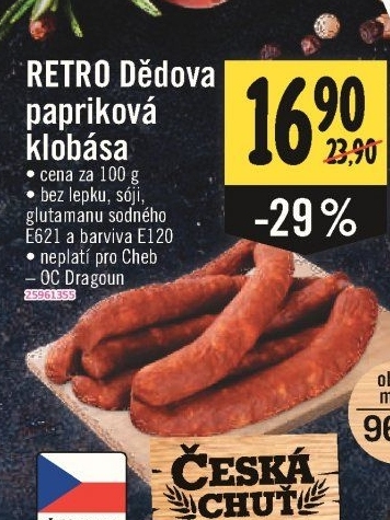 Dědova klobása papriková Retro Česká chuť