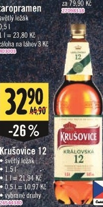 Pivo světlý ležák 12° Krušovice