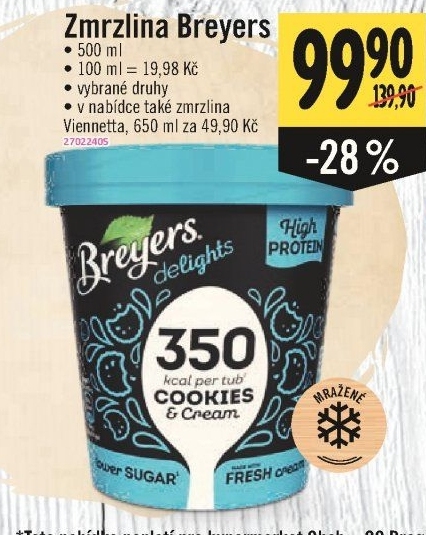 Zmrzlina proteinová v kelímku Breyers Delights