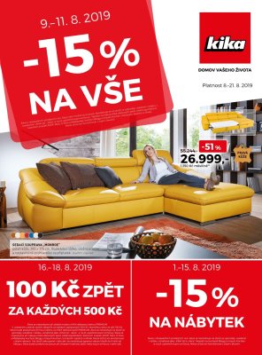 akční leták Kika nábytek 8.8.2019-21.8.2019