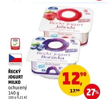Ochucený jogurt řecký 0% Milko