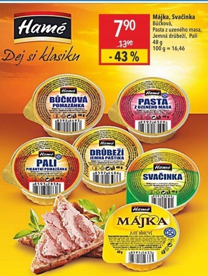 Paštika Májka Hamé v akci Globus od 15.8.2019