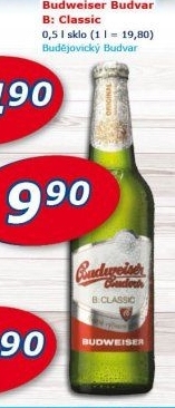 Pivo světlé výčepní B: Classic Budweiser Budvar