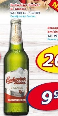 Pivo světlé výčepní B: Classic Budweiser Budvar