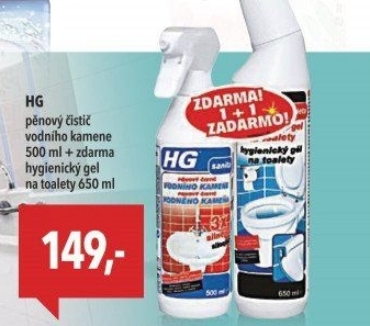 Čistič pěnový na vodní kámen a gel na toalety HG