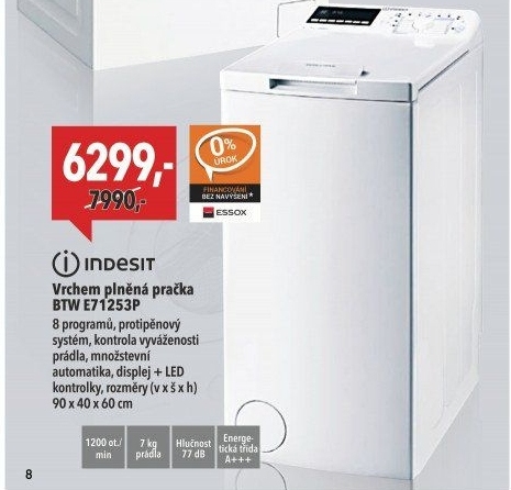 Pračka BTW E71253P Indesit