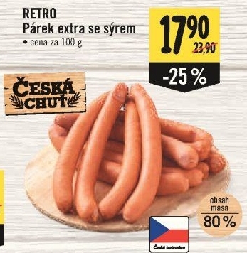 Párky extra se sýrem Retro Česká chuť