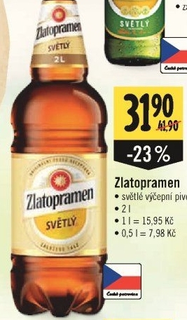 Pivo světlé výčepní 10° Zlatopramen