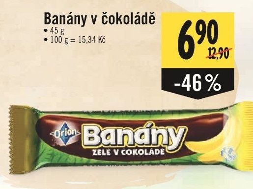 Tyčinka Banány v čokoládě Orion