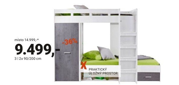 PATROVÁ POSTEL „SPACE + MAXI“ - Möbelix akcniletaky.com