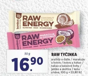 Tyčinka Bombus Raw bez lepku Energy