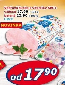 Šunka vepřová s vitamíny ABC+ nejvyšší jakosti LE&amp