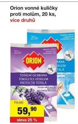 Přípravek proti molům kuličky Orion