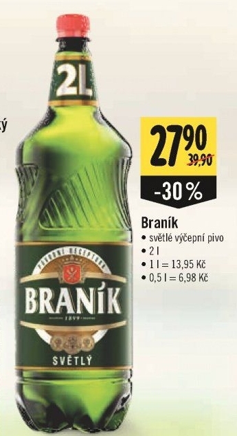 Pivo světlé výčepní 10° Braník