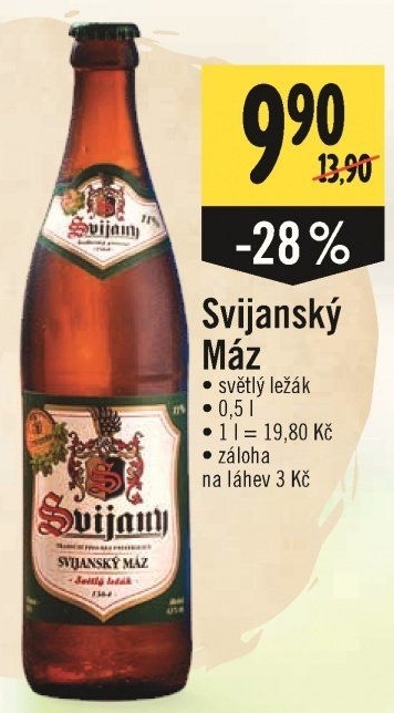 Pivo světlý ležák 11° Svijanský Máz Svijany