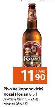 Pivo polotmavý ležák Florian Velkopopovický Kozel