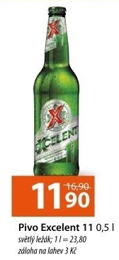 Pivo světlý ležák 11° Excelent Gambrinus