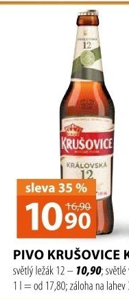 Pivo světlý ležák Královská 12° Krušovice