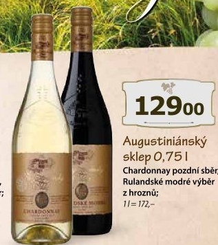 Víno Chardonnay Augustiniánský sklep - pozdní sběr